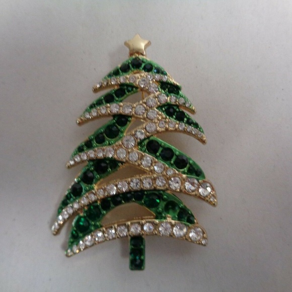 Charter Club New Crystal Christmas Tree Brooch - Picture 2 of 4